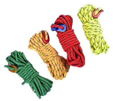 BESPORTBLE 4stücke Outdoor-Camping-abspannleinen Winddicht Reflektierend Für Zelte Zum Wandern Und Trekking Gelb Rot Grün Fluoreszierendes Grün