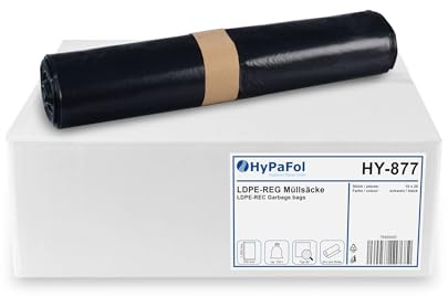 Hypafol Müllsäcke 120 L, Schwarz | 200 Stück | robust, reißfest | 10 Rollen à 20 Säcke | Maße: 70 x 100 cm | Ideal für Küchen-, Gartenabfälle | Praktisch & belastbar für Mülltrennung