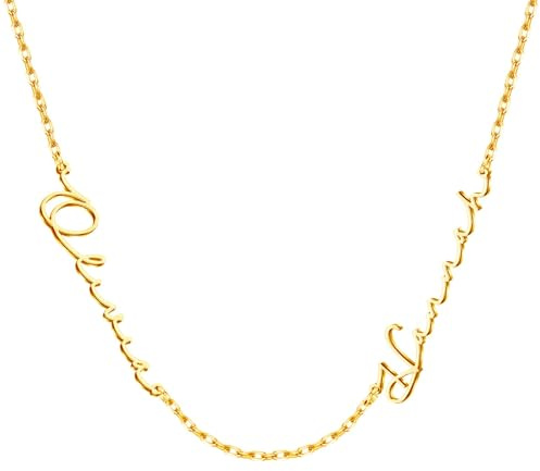 Kiddo Sky Personalisierte Namenskette mit Panzerkette, Handgefertigt, Individuelles Familien-Halsband, Individuelle Halskette mit Kindernamensschild, Geschenk für Mama und Frau