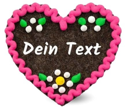 Bavariashop | Filz-Herz-Anstecker mit Wunschname | Hochzeit Namensschild als Anstecker Pin | Herz Namensschilder für Kleidung | Oktoberfest Party Namenskarten | 6,5cm x 7 cm