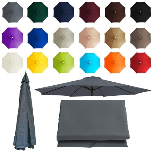 2-3.5m Replacement Parasol canopy for 8 Arms, Sun Umbrella Replacement Cloth, Garden Parasol Canopy Cover, Polyester Fabric, Not Umbrella Frame, For Backyard, Deck, Garden, Patio(Grey,8 ribs: 3.5m/1
