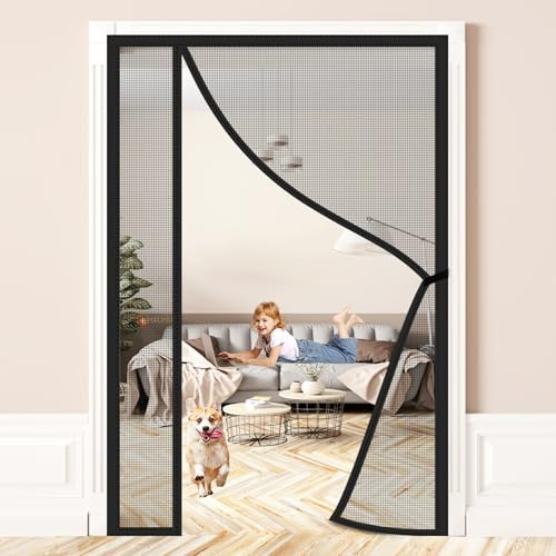 Apertura Laterale Zanzariera Magnetica Nero 95x240cm Tenda Zanzariera Porta Finestra Calamite Chiusura Automatica Laterale Reti Antimosche Mani Libere per Garage Balcone Terrazzo Esterno