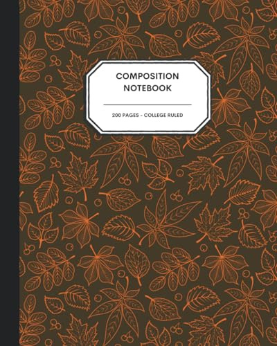 8x10 Fall and Halloween Journal Notebook – 200 College Ruled Pages – Classic Fall Foliage in Brown and Orange – Elegant & Festive Writing Journal for Kids, & Teens