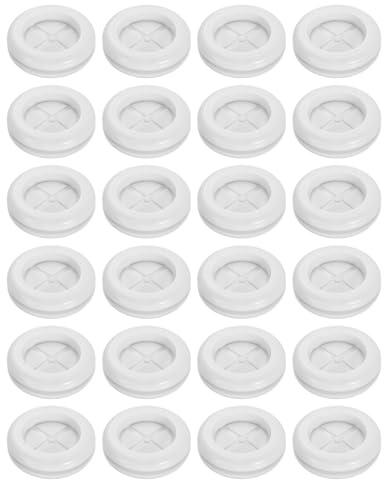 sourcing map 24Pcs Rubber Grommets 13/16 (20mm) Drill Hole, 19/32 (15mm) ID Double Sided Hole Plugs Ring Gasket for Firewall Cable Wire Protecting, White