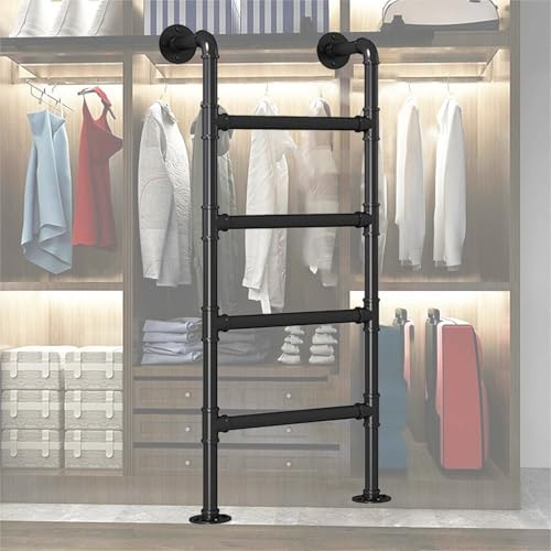 Wandmontierte Leiter, Metall-Hochbettleiter – schwarzes Schmiedeeisen, zur Wandmontage, Kellerfenster, Schachtausstiegsleiter, Feuerleiter für drinnen und draußen, Kletterleitern, anpassbare