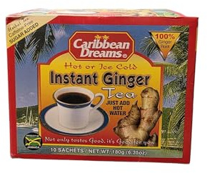 Caribbean Dreams Instant Ginger Tea, Hot or Ice Cold, 10 Sachets, 180g, Caffeine-Free