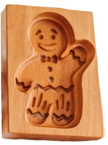 1PC Wooden Cookie Molds 3D Gingerbread Man Embossing Cookie Stamps Mold for Christmas Kitchen DIY Baking Tools