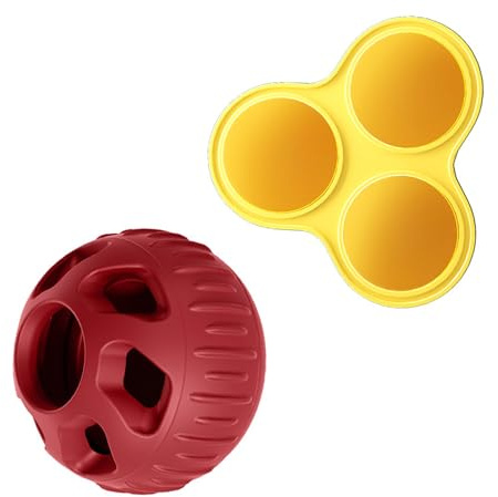 Guaber Giocattolo Interattivo per Cani Resistente alle Perdite Riempibile in Silicone da Masticare La Cura dei Denti E Alleviare La Noia Addestramento del Cane Palla Erogatrice Dolcetti