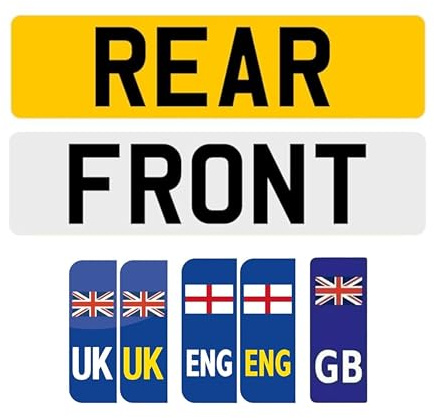 Number Plates | Front/Rear/Pair/EV/UK/ENG/WALES/SCO Badges - Acrylic Plates/Automotive/Car/Vans/Lorries/2D/3D/4D