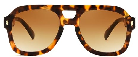 FEISEDY Retro Thick Aviator Sunglasses for Women Men, Large Vintage Classic Shades Square Pilot Sun Glasses B9174