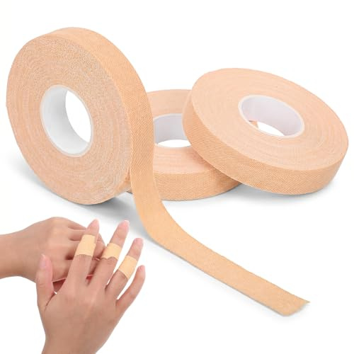 Nogeqi 3 Rollen (30 m) Fingertape, Finger Tape Hautfarben Sport Tape Klettertape Sporttape für Klettern, Bouldern, Kraftsport, Volleyball, Handball, Kampfsport (10m / Rollen, 1,2cm Breit)