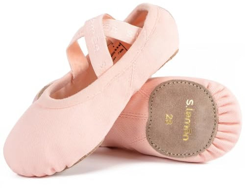 s.lemon Ballet Shoe,Girls Pink Elastic Ballet Slippers Stretch Canvas Dance Shoes for Kids Adult TLB Pink 28