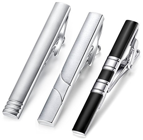 HONEY BEAR 3pcs Hochwertig Herren Krawattennadel Krawattenklammer Tie Clip Set aus Edelstahl,5.4cm,MEHRWEG