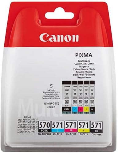 Druckerpatronen für Canon Pixma TS5050, TS5051, TS5053, TS5055, TS6050, TS6051, TS6052, TS8050, TS8051, TS8052, TS8053, TS9050, TS9055 (5er Multipack)