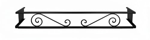 CM Garden - Balconcillo para Macetas y Plantas Extensible 100-140 cm, Portamacetas Ventana Decorativo, Protector de macetas Exterior, Modelo Volutas, Acero Inoxidable, Negro Forja