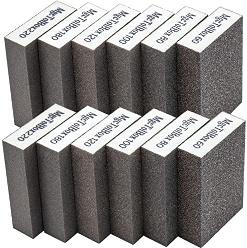 12 Pieces Sanding Sponges,for Wood Metal Wall Polishing,Sanding Blocks,6 Different Sanding Pads, Wet and Dry Sanding Block,Washable and Reusable.