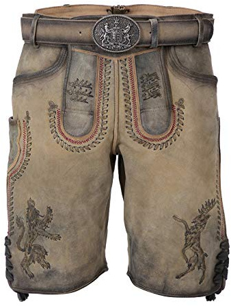 Krüger Herren Trachten Lederhose kurz, Modell: Furchtlos und Treu 3, Knielang, Tracht, Volksfest