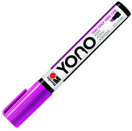 Marabu 12400102014 - YONO Marker, Magenta 014, vielseitiger Acrylstift mit japanischer Keilspitze 0,5 - 5 mm, wasserbasiert, lichtecht und wasserfest, für nahezu alle Untergründe