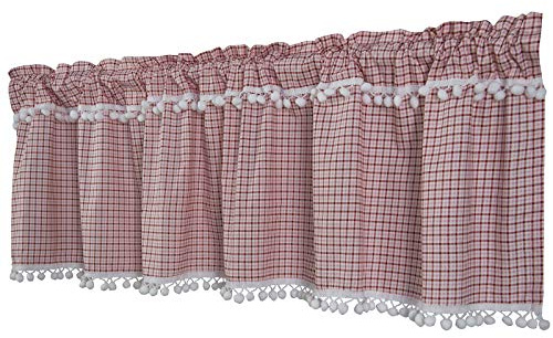 Dreamskull Scheibengardine Bistrogardine Landhaus Kurz Küche Modern Blickdicht Kurzstores Gardinen Kurzgardinen Küchengardine Stangendurchzug Kariert Karo 150 cm Breit Kleinfenster (Rosa)