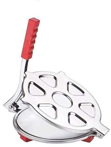 Huge Basket AM159 - Heavy Quality Stainless Steel 7.5 inch Dia.Puri Maker Press Machine with Handle, Manual Stainless Steel Roti Press, Papad/Khakhra/Chapati Maker