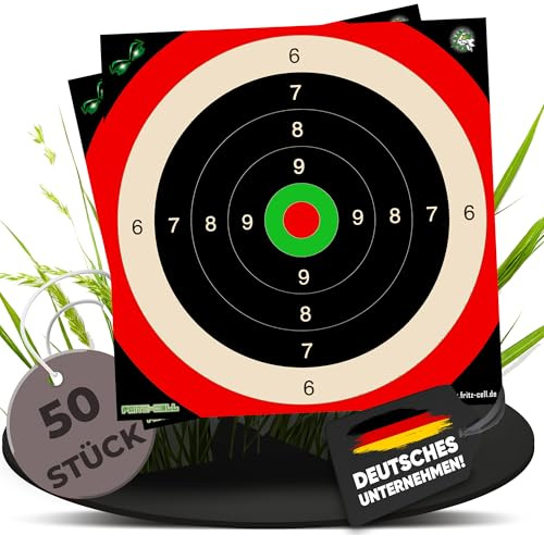 Fritz-Cell Zielscheiben 26x26cm für Kleinkaliber, Luftgewehr – 50 Stück