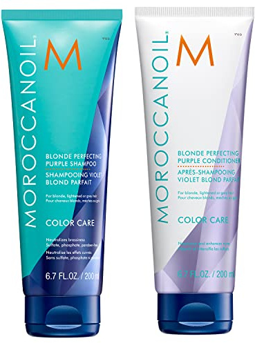 Moroccanoil Paquete de champú y acondicionador violeta perfeccionador del rubio