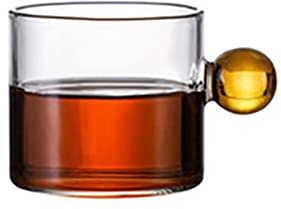 Liudan Gravy Boats Creative Glass Tea Cup Mini Sauce Pitcher Milk Creamer Coffee Jar Glass Heatable Pot Saucepan Server Dipping Bowls With Handle Sauce Jug (Color : Yellow)