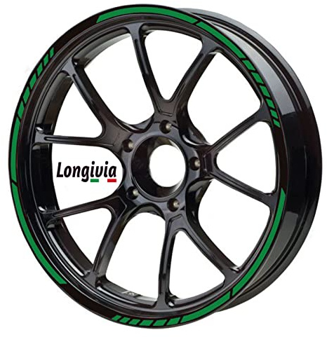 Pegatinas Llantas Moto de 15 a 19 Pulgadas Kit Completo Verde para 2 Llantas Adesivos para Moto Coche Tuning o Bicicleta Cinta Adhesiva Reflectante Accesorios Motocicleta Vinilo