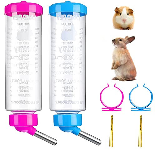 Kaninchen & Hamster Trinkflasche 250ml - Hasen & Meerschweinchen Nagertränke mit Halterung