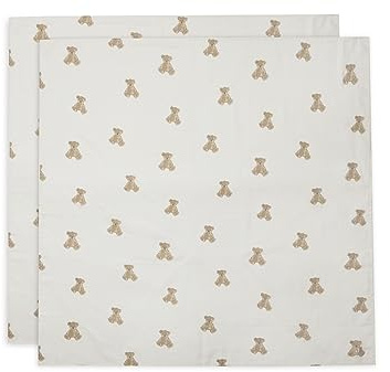 Jollein 535-852-66095 Spucktücher/Mundtücher hydrofiel Teddybär weiß 2er Pack (115x115 cm)