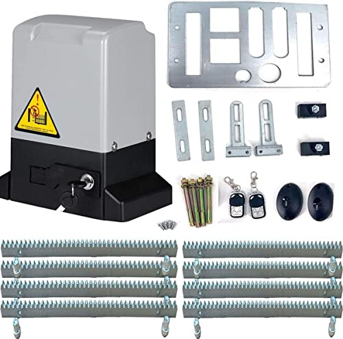 CDZHLTG Motor Puerta Corredera, 550W Motor para Puertas Correderas Capacidad de 1200KG Abridor de Puerta Inteligente con Control Remotos Incluye 4 Metros de Cremallera