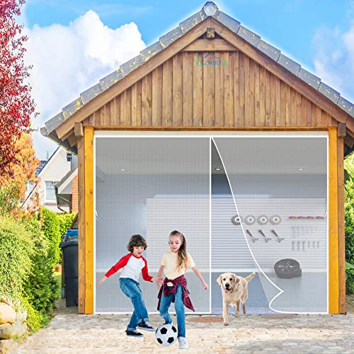 LZHBD Magnetic Fly Screen Door, 195x210cm Chain, Full Size, Heavy Duty Curtain, Pet friendly, for House, French Doors, White L