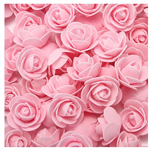 SHTGOI 500 Stück PE Schaumrosen 3.5cm Mini Künstliche Rosenköpfe Foamrosen Kunstrosen Kunstblumen Gefälschte Rosenstrauß für DIY Rosen Bär Valentinstag Hochzeit Party Home Dekoration Rosa
