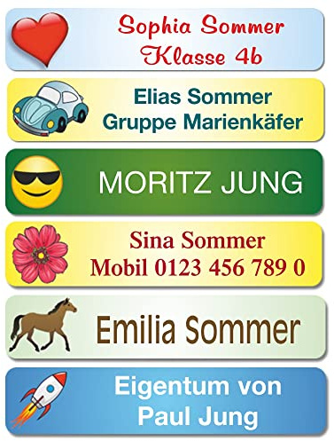 132 Motiv MINI-Namensaufkleber, Namensetiketten, Namensschilder, mit Wunschtext, 6 Motive vom Versandhaus JUNG