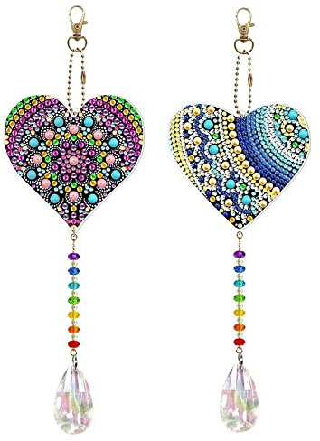vepoty DIY Diamond Paint Suncatcher 2PCS 5d Diamond Art Painting Wind Chime Kits Colorful Crystal Hanging Ornament for Home Garden