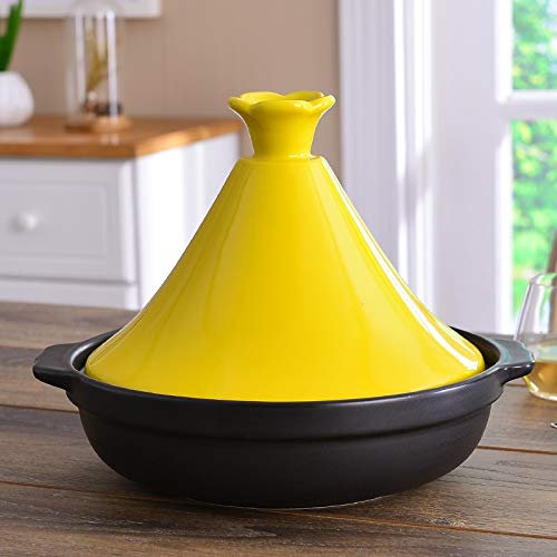 OQHAIR Casseruola in Ceramica, Casseruola per Uso Domestico con Design Binaurale, Piano Cottura a Gas Stufato Cucina per zuppe u (Color : Yellow) (Yellow)
