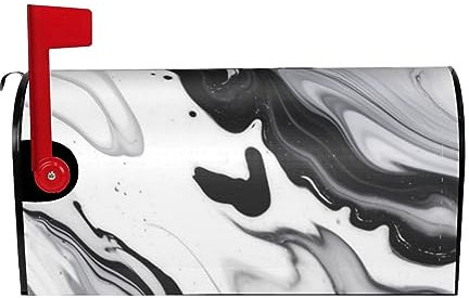 Black and White Paint Mixed Mailbox Covers Magnetic Mailbox Wraps Post Letter Box Cover for Home Garden Yard Decor Standard Size 25.5x21 in