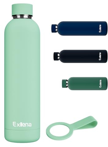 Exllena Gourde Isotherme 1l - Bouteille Isotherme 1l en 304 Acier Inoxydable sans BPA - 100% Étanche Idéal pour le Sport, Gym, Voyage - Menthe