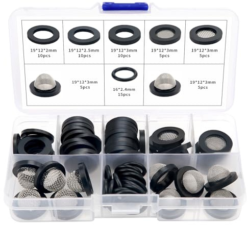YIXISI 65 Pieces Strainer Seal O Ring Set, Mesh Rubber Washers, Sealing Ring with Strainer, for 1/2 Inch Shower Head, Taps, Hoses, Shower Hose