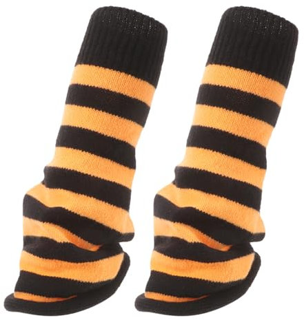 PACKOVE 1paar Vintage Leg Warmers Für Überknie Stulpen Weichem Material Für Winteraktivitäten Modebewusste Outfits Und Täglichen Gebrauch Schwarz-gelb Gestreift Warm Und Atmungsaktiv
