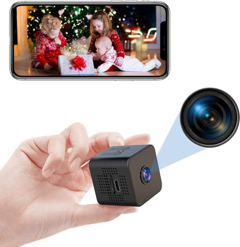 Mokeum Mini telecamera nascosta spia, telecamera intelligente WiFi wireless grandangolare ad alta definizione 1080P, baby monitor, telecamera di monitoraggio della sicurezza domestica, utilizzata per
