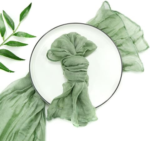 8 Stk Seihtuch Servietten für Rustikal Deko, Waschbar Käsetuch Tischservietten Dekostoff Boho Gaze Stoffserviette Tischdeko Stoff Serviette für Hochzeit Weihnachten Party Geburtstagsparty, Grün