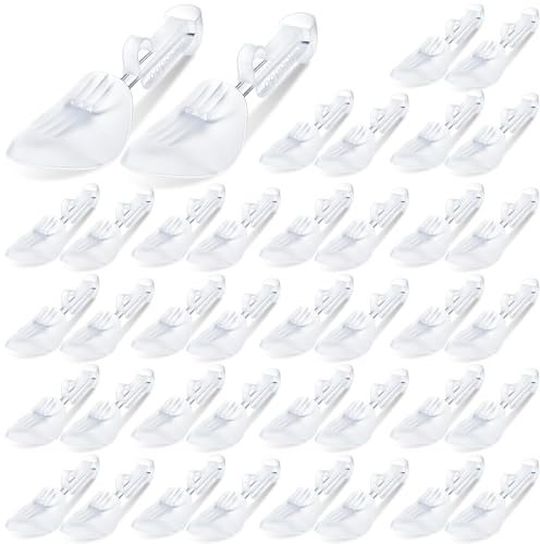 Honeydak 20 Pairs Plastic Shoe Tree Stretcher Sneaker Shaper Adjustable Keep Boot Shape Holder Bulk, White, 34-39 Size