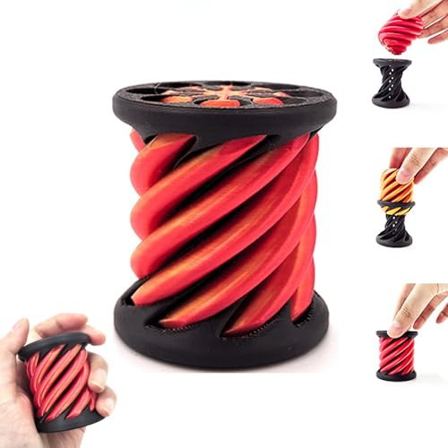 Pyramid Passthrough Sculpture, 3D Printed Spiral Cone Fidget Toy Desk Decoration, Anxiety Stress Relief Toy for Adults & Kids & Autism (B)