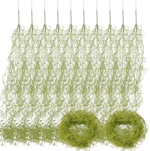 Giegxin Spanish Moss 41'' Fake Hanging Succulents Faux Moss Artificial Succulent Plants Vines Hanging Plants Swamp Decoration Potted Artificial Garland(Grayish Green,12 Pack)