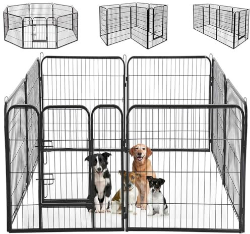 BAKAJI Freilaufgehege mit Tür für Tiere aus Eisen, modularer Zaun aus Metall, für Innen- und Außenbereiche, für Hunde, Katzen, Hamster, Kaninchen, Chinchilla (77 x 100 cm)
