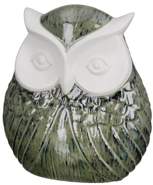 GILDE Keramisk uggla figur – grön glaserad – höjd 25 cm – dekoration – gåva – samlarobjekt – hemtillbehör