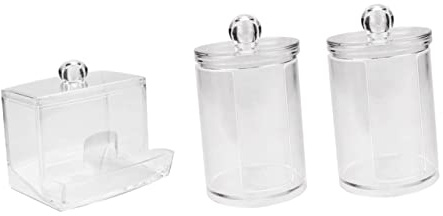 DRESSOOS 3pezzi Scatola Rotonda Trasparente Per Cotton Fioc Barattolo Per Conservare i Cotton Fioc Scatola Per Trucco in Cotone Coperchio Protettivo