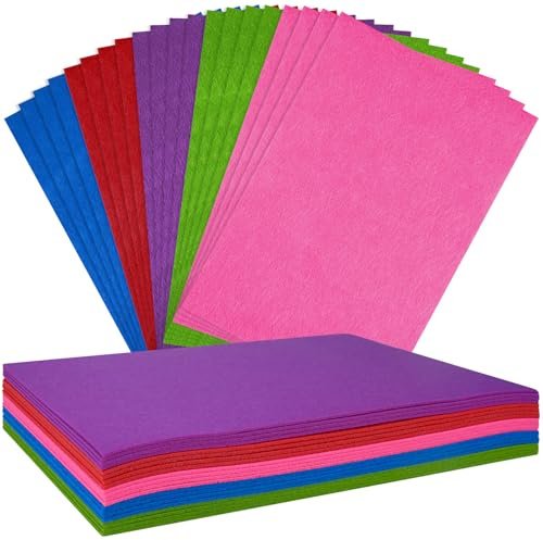 NEBURORA Láminas de fieltro de 2 mm de grosor para manualidades, 20 piezas de fieltro rígido para manualidades, láminas de tela de fieltro de colores para patchwork y costura