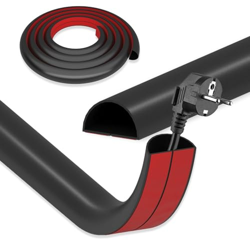 DIKARIYA Passage de Cable au Sol Noir, 1mx15mm Cache Cable Sol, Petit Canal de Câble Flexible, Goulotte Passe Cable, PVC Cache Fil Électrique Sol Auto-Adhésif Montage pour Tous Les Câbles Bureau
